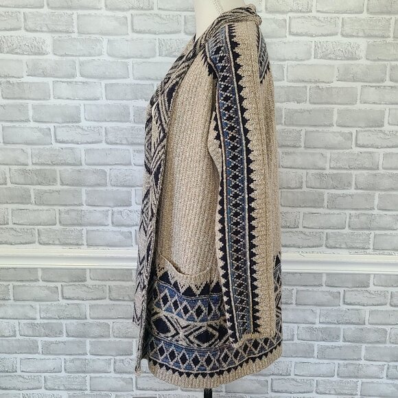 Lucky Brand Southwest Aztec Print Duster Cardigan Multi Color Cotton Blend XS - Picture 3 of 8
